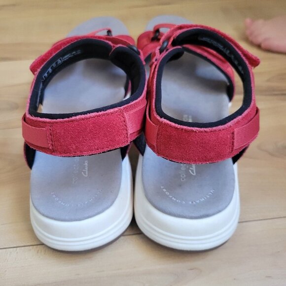 Clarks Womens Solan Drift Hook & Loop Strap Sandals Red Size 9.5 - Picture 7 of 11